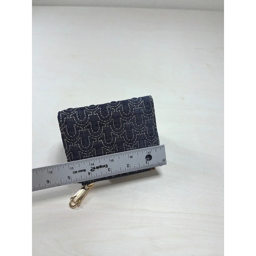 True Religion Denim Crossbody Bag‎ and Wallet Set Blue Tan Horseshoe Logo NWT